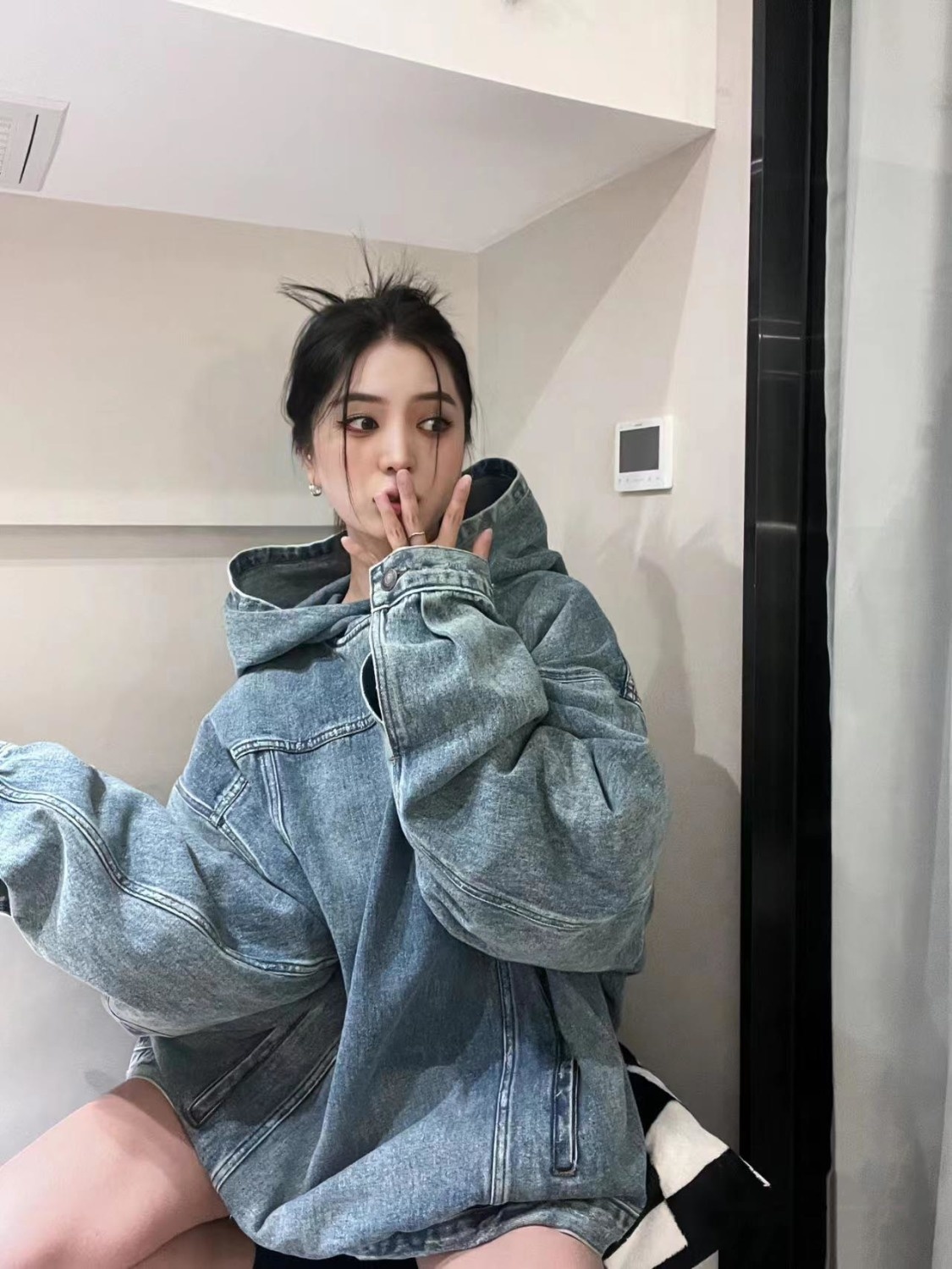 Y2K Women's Loose Denim Hoodie Sweatshirt - true deals club
