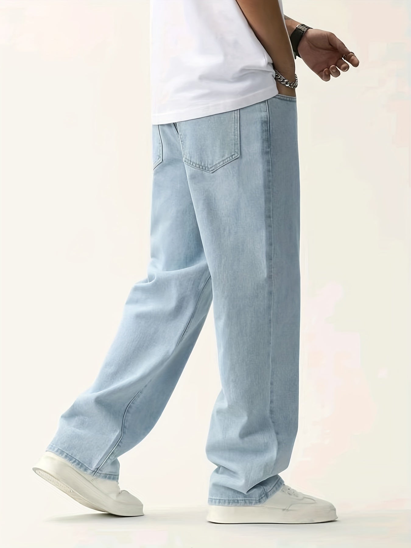 Maxct  Men's Light Blue Straight Leg Cotton Jeans