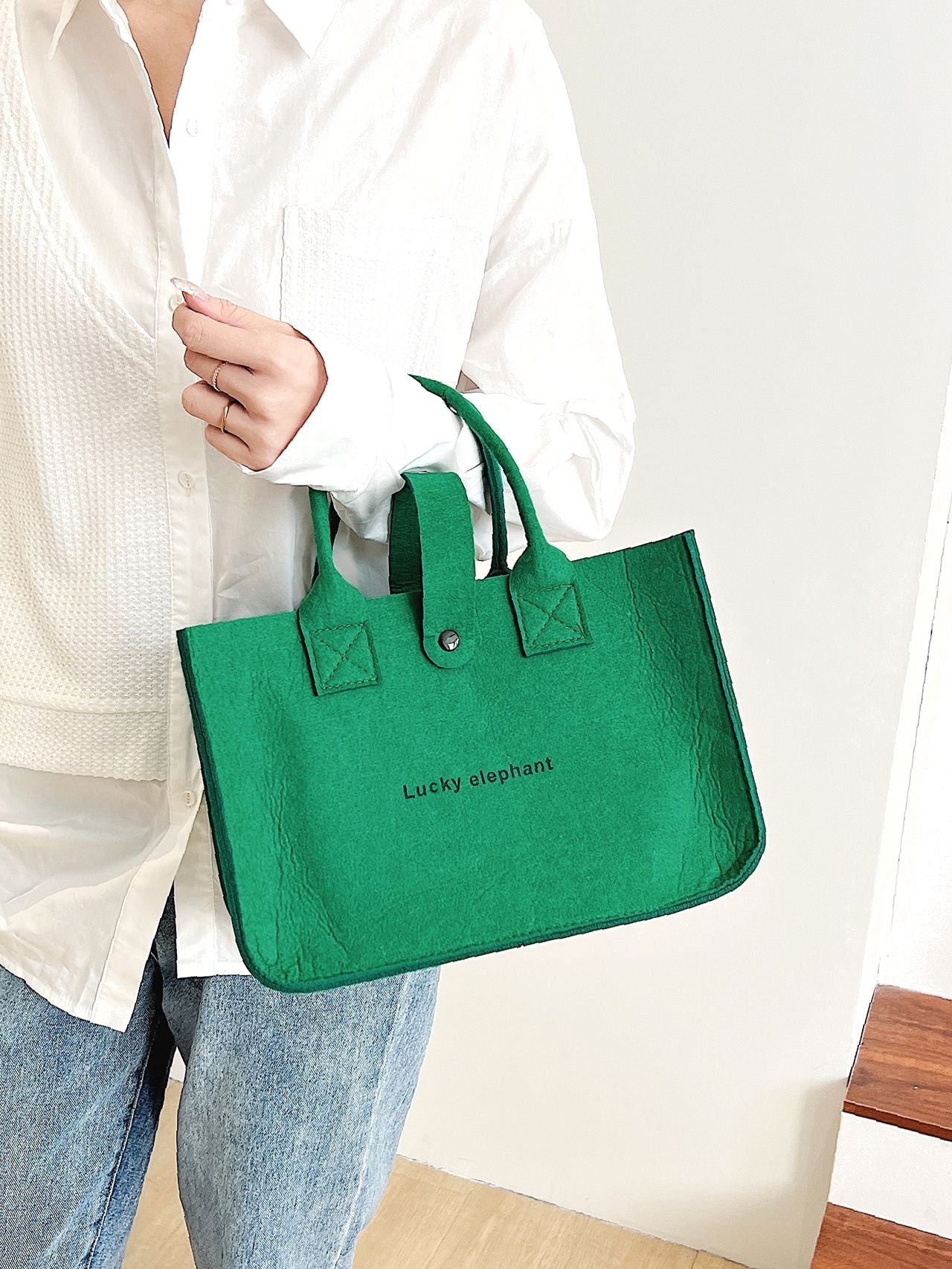 Maxct - Minimalist Letter Graphic Top Handle Bag  - Women Tote Bags