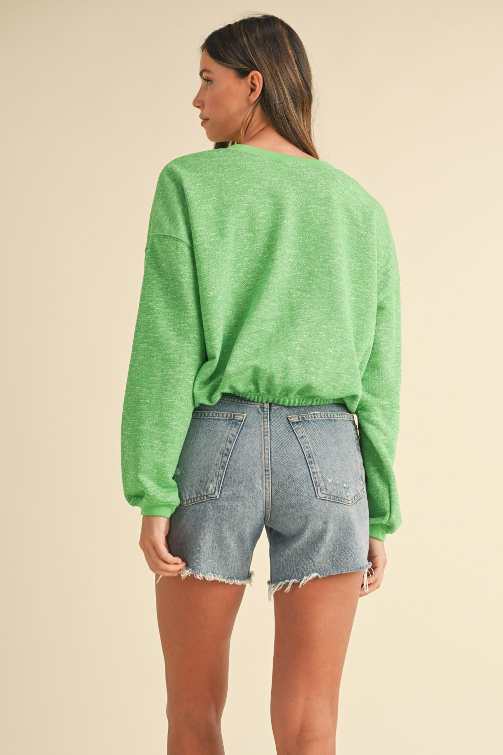 Maxct &Mable Round Neck Letter Embroidery Crop Sweatshirt