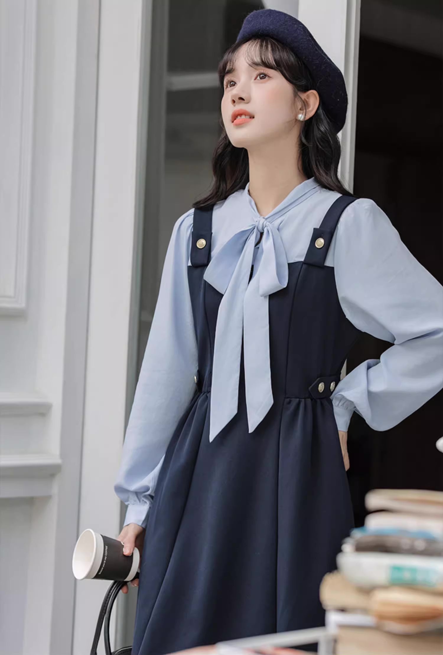 Tie Neck Twofer Midi Dress Maxct