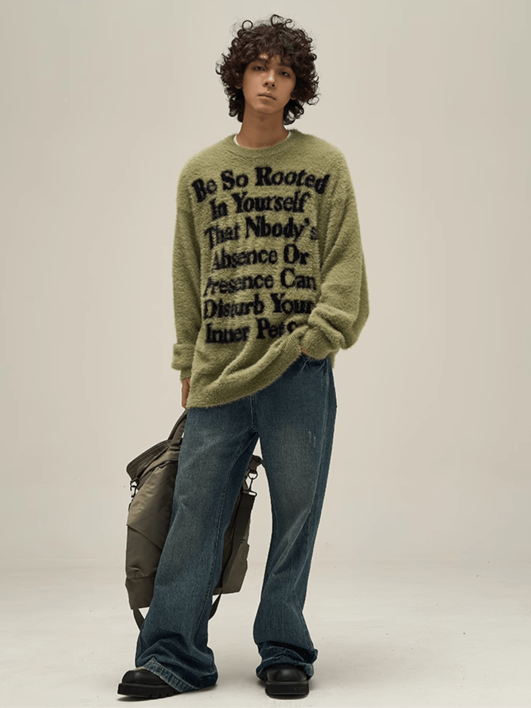 Maxct [Motherfucker] Lazy Wind Round Neck Knit Sweater Na709