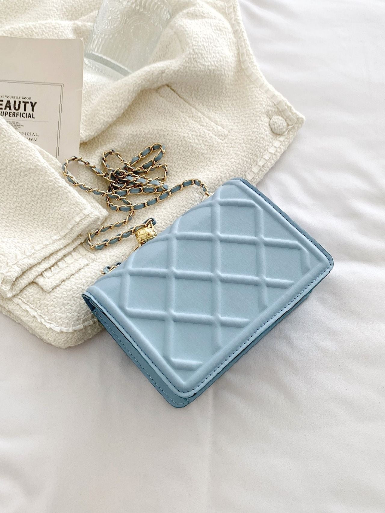Bag For Love - Minimalist Textured Flap Square Bag  - Women Maxct Bags