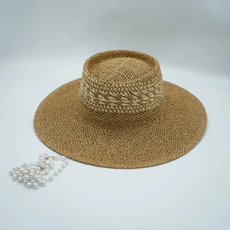 Maxct Straw Hat Japanese Style Black Brown Panama Women's Beach Big Brim