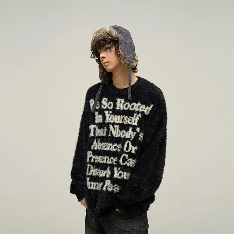 Maxct Letter Printed Furry Sweater