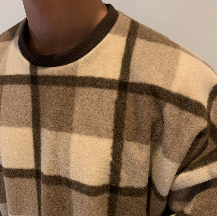Maxct 3472 Woolen Knitted Plaid Sweater