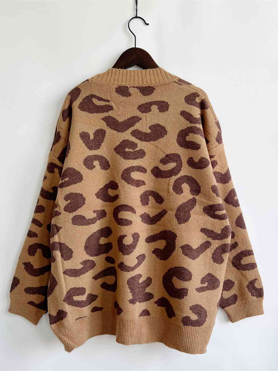 Maxct &Leopard Button Front Cardigan with Pockets