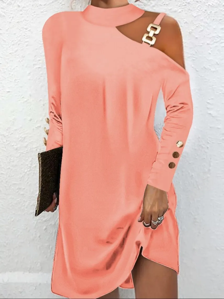 Maxct Maxct Hot Autumn Simple Metal Button Hanging Button Dress