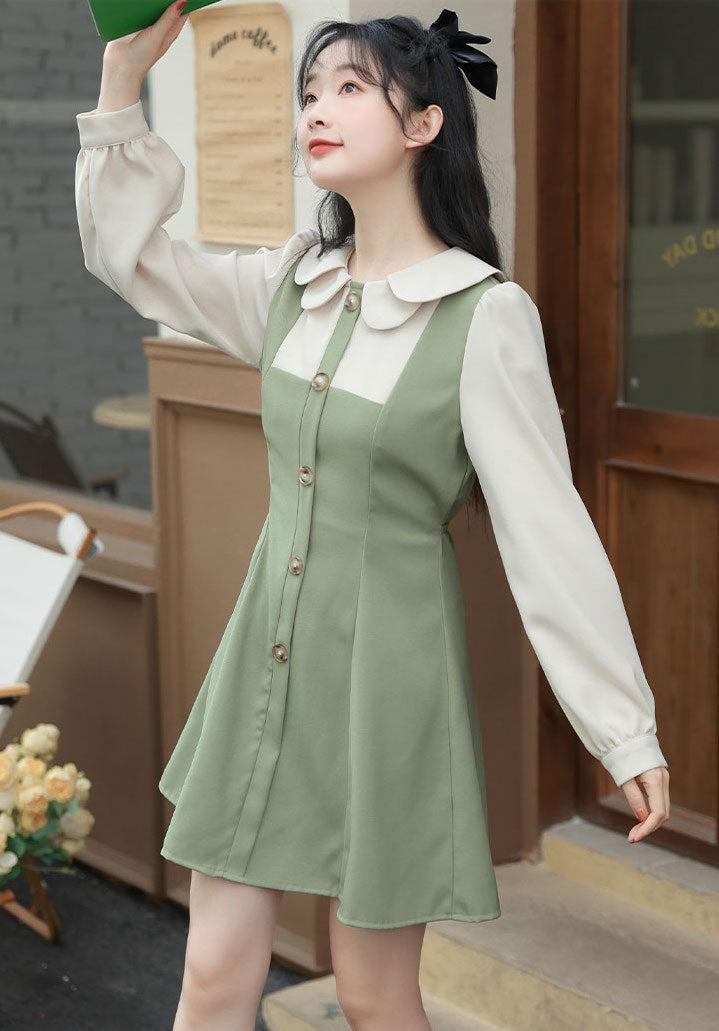 Scallop Collar Twofer Mini Dress Maxct