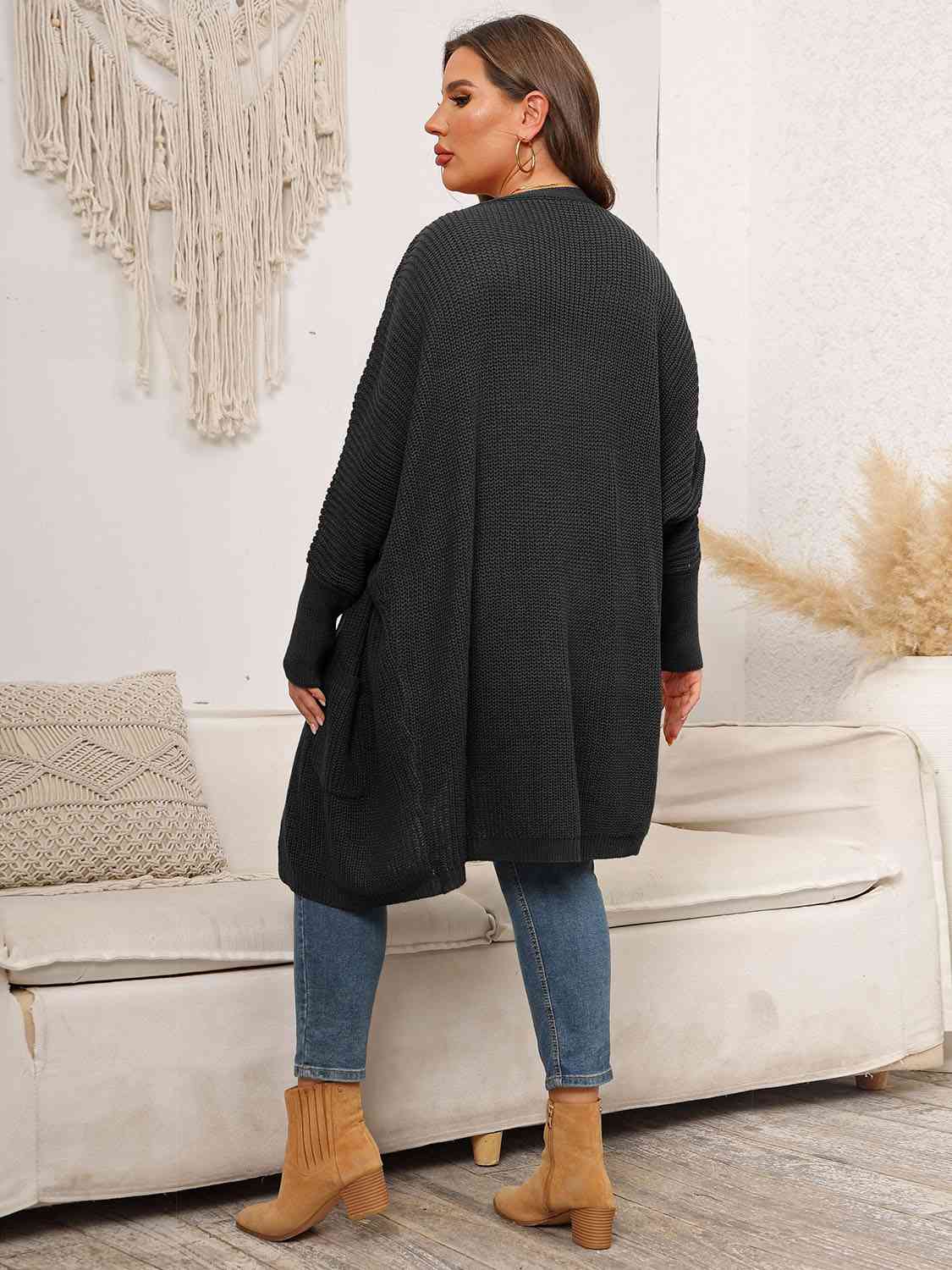 Maxct &Plus Size Open Front Cardigan With Pockets