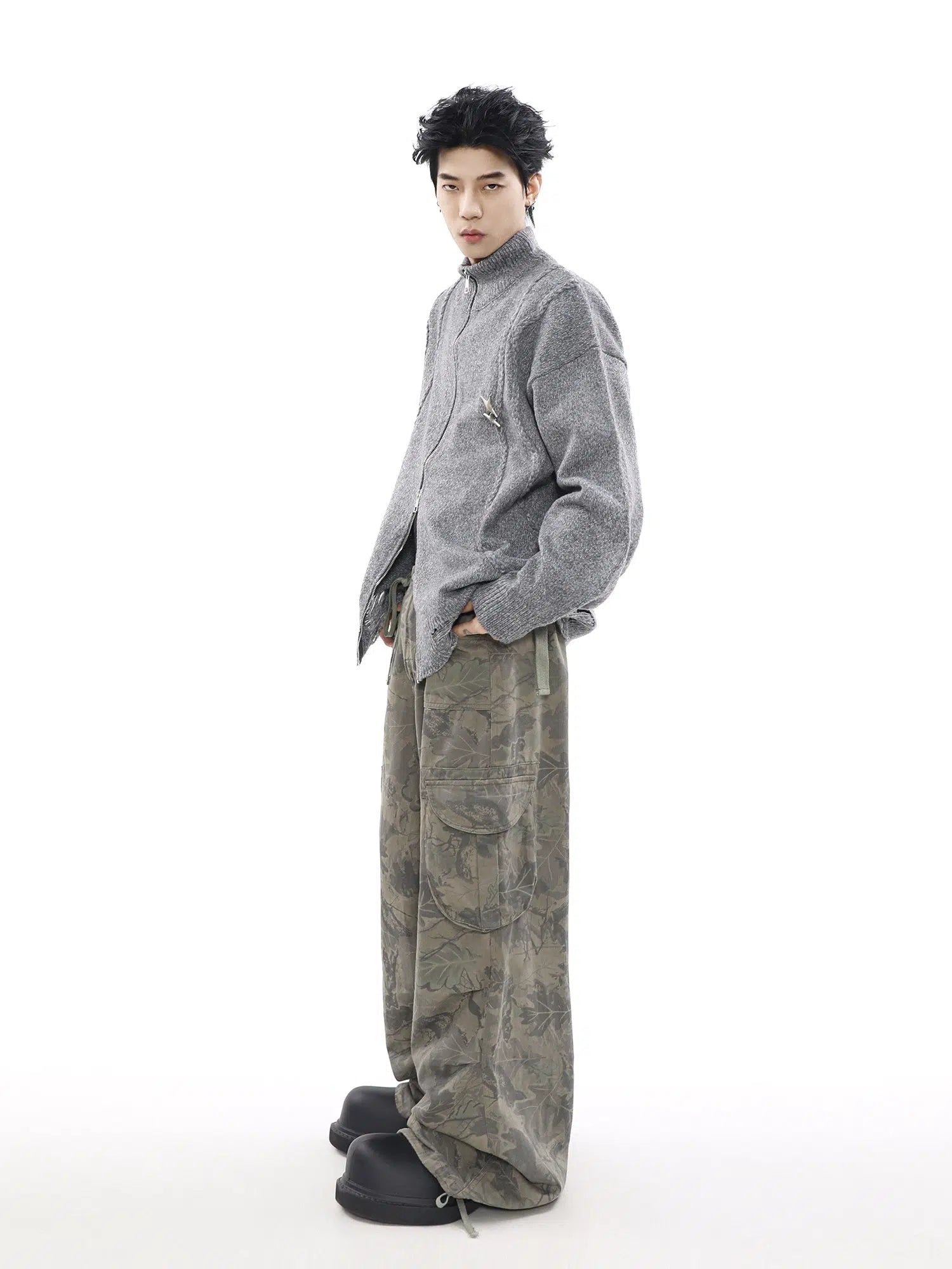 Maxct Full Zip Ripped Sweater Cardigan