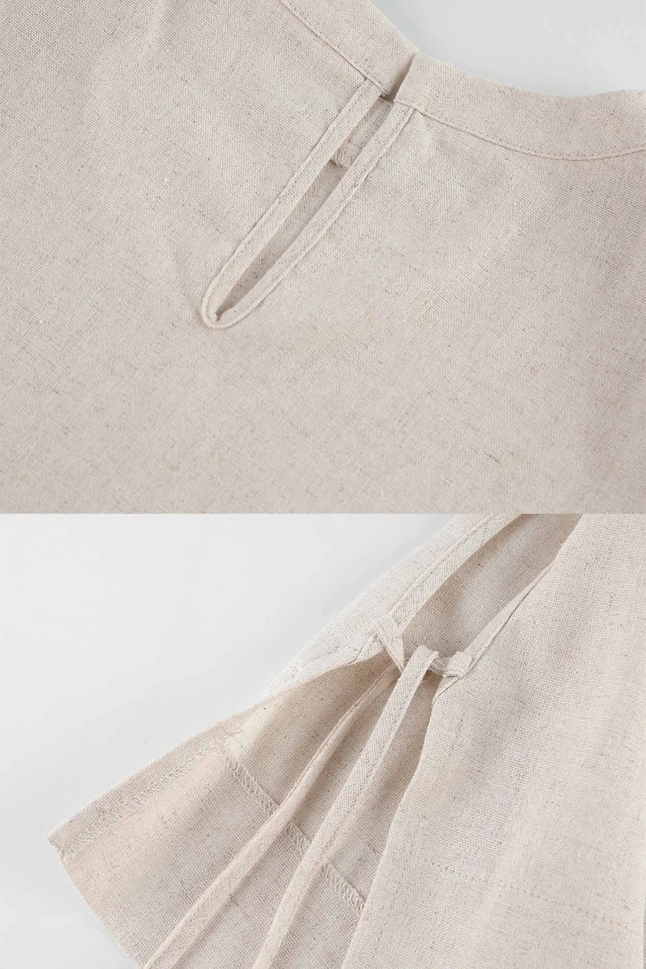 Maxct Linen Crop Tops Sleeveless Lace Up Pant Set