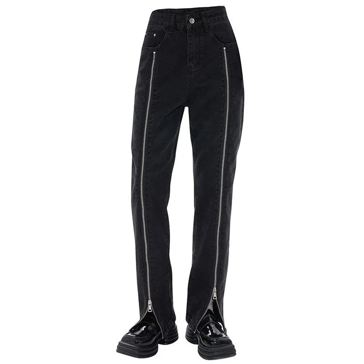 Zip Up Leg Grunge Jeans Maxct