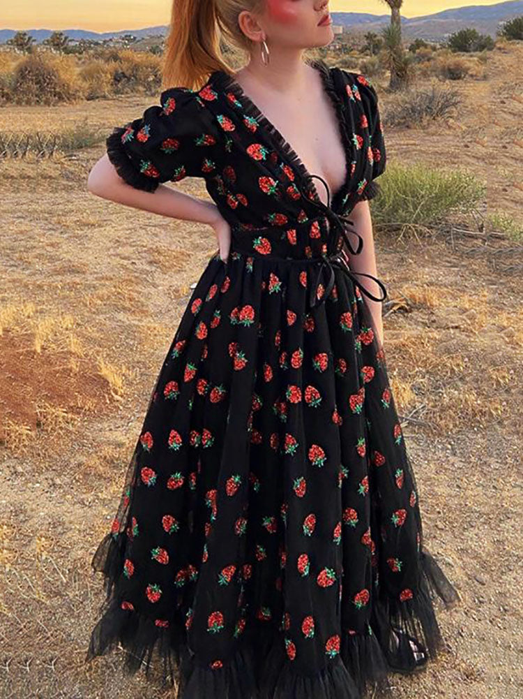 Strawberry Sequin Sweet Dress Maxct