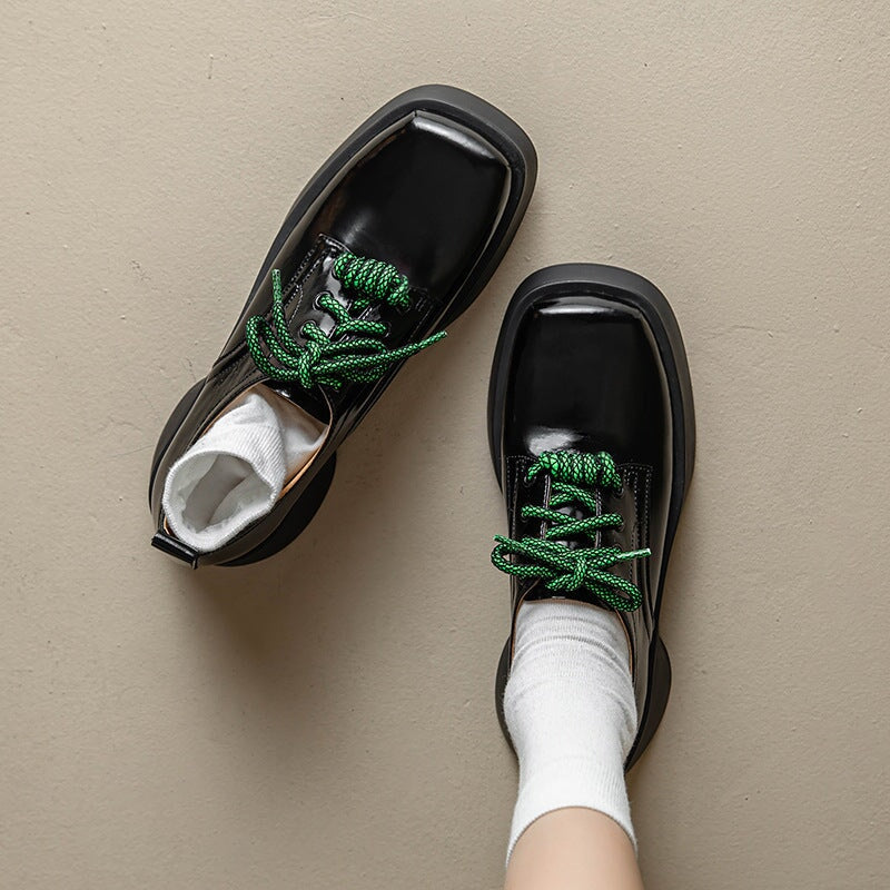 Square Toe Lace Up Chunky Derby Shoes Maxct