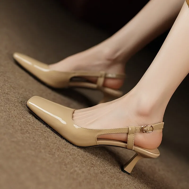 Square Toe Kitty Heel Pumps Sandals Maxct