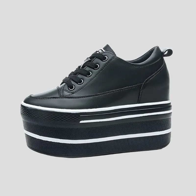 Leather Platform Sneakers for Women Maxct