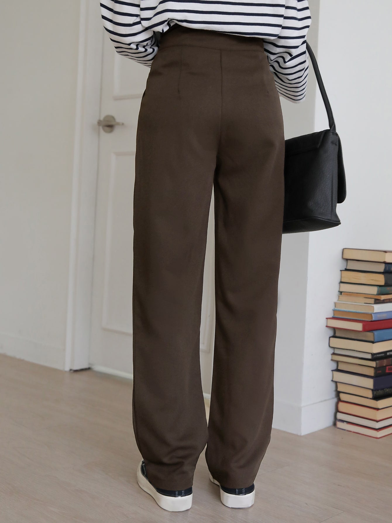 Maxct High Waist Plicated Detail Straight Leg Pants