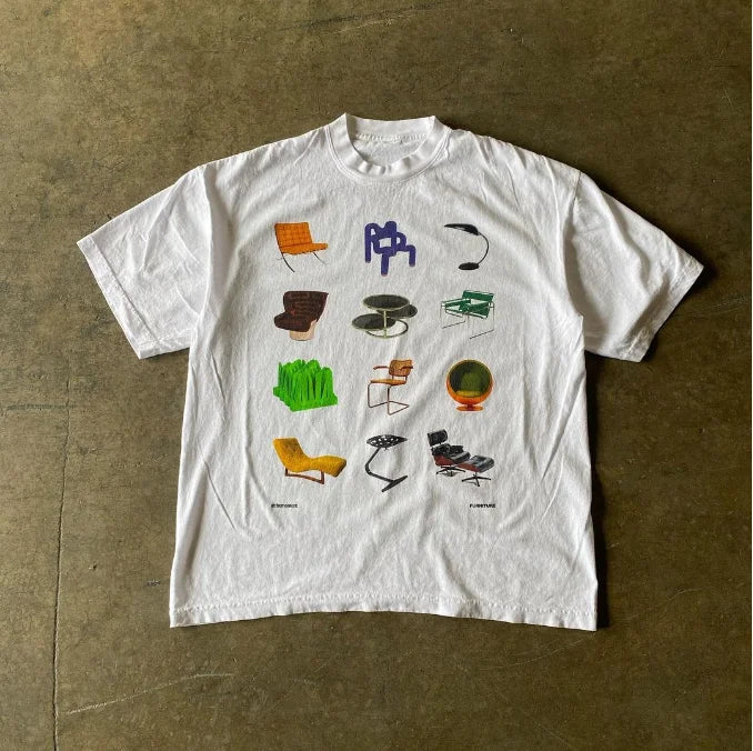 Maxct Vintage Aesthetic Gothic Fashion American Summer Casual Hip-hop Splicing T-shirt Man Y2K Retro Sports High Street Jersey Tops 0924
