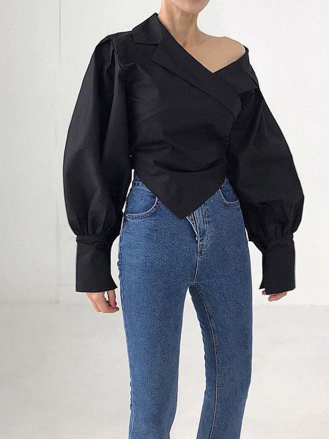 Maxct Irregular Off-the-shoulder Shirt Blouses