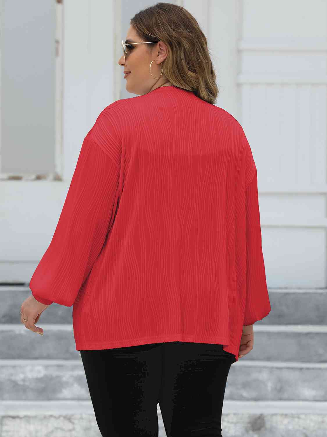 Maxct &Plus Size Open Front Long Sleeve Cardigan
