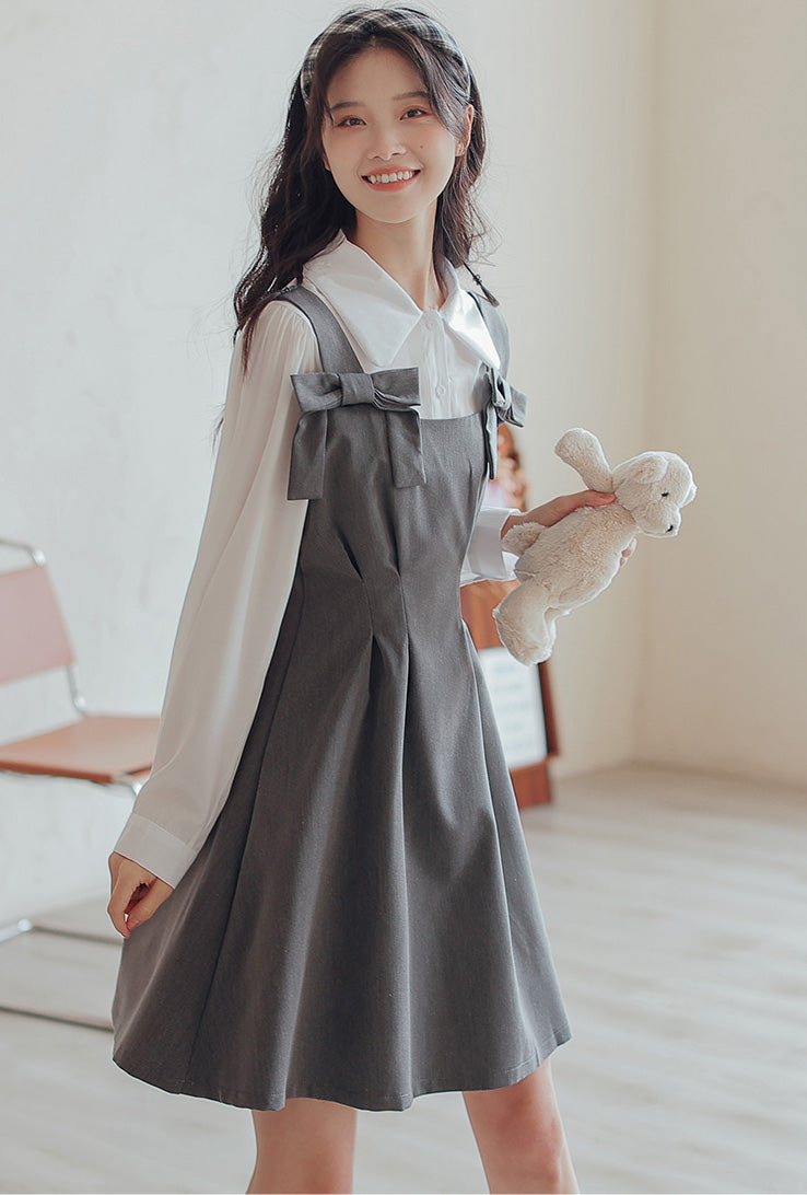 Little Bow Mini Pinafore Dress Set Maxct
