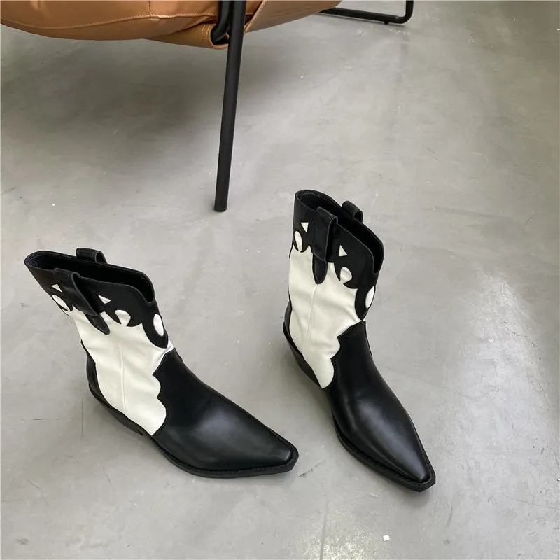 Totem Cowboy Boots Pointed Toe Motorcycle Boots Maxct