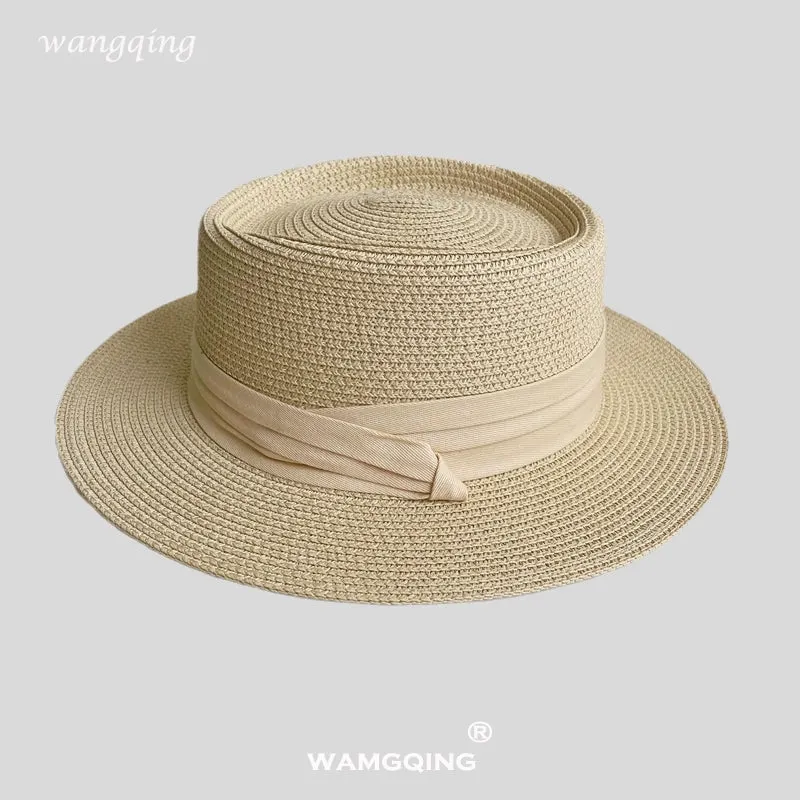 Maxct Internet Celebrity Ins Travel Wide Brim Flat Top Japanese Style Straw Hat