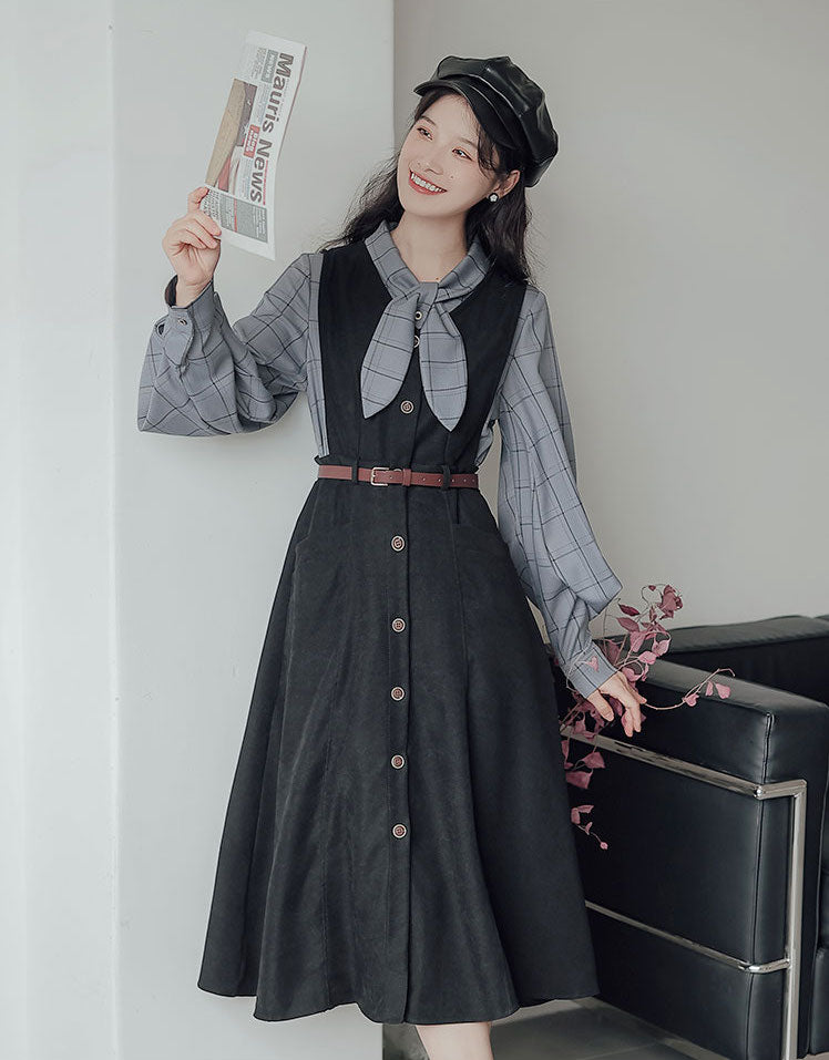 Button Up Suede Pinafore Dress Maxct