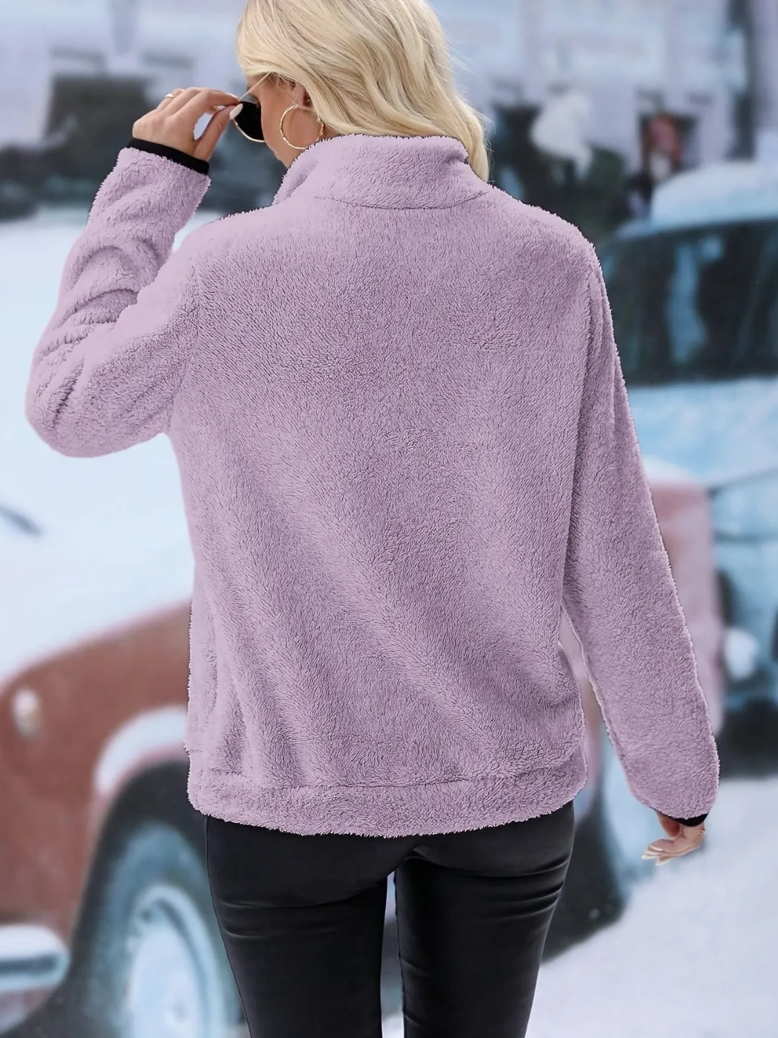 Maxct &Half Zip Long Sleeve Furry Sweatshirt