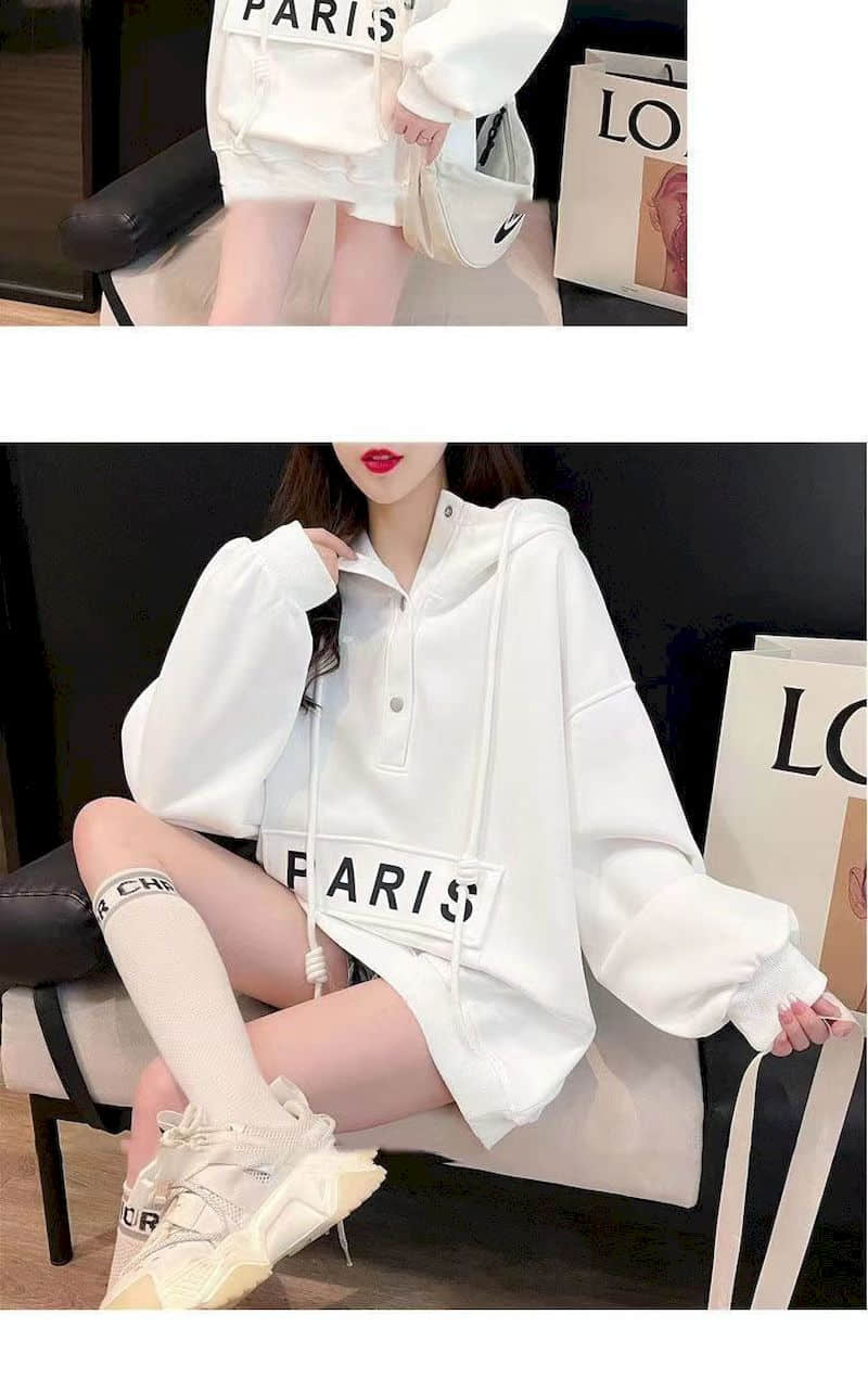 Women's Spring-Autumn Thin Paris Hoodie Pullover