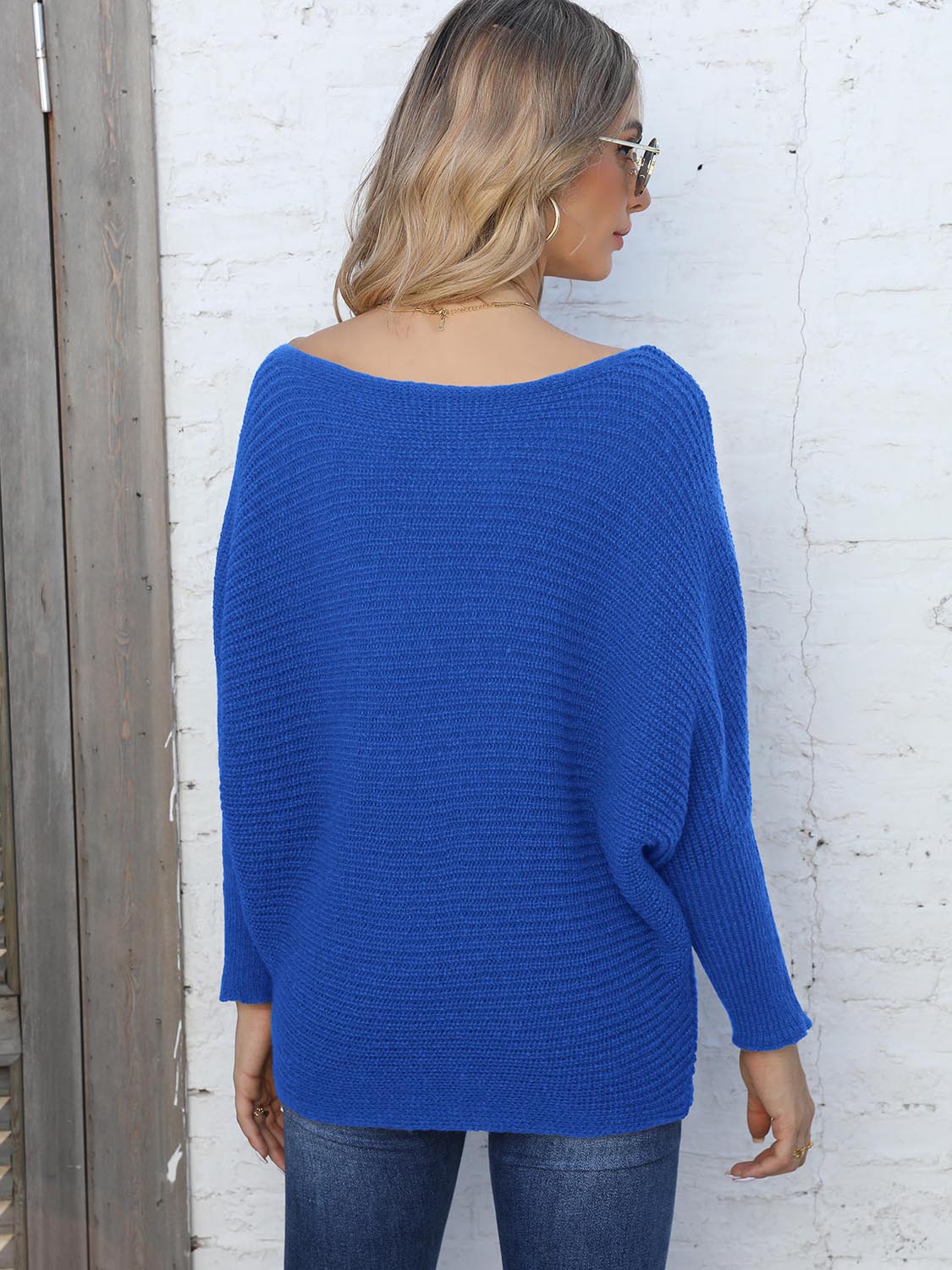 Maxct &Full Size Horizontal Ribbing Dolman Sleeve Sweater - Image 12
