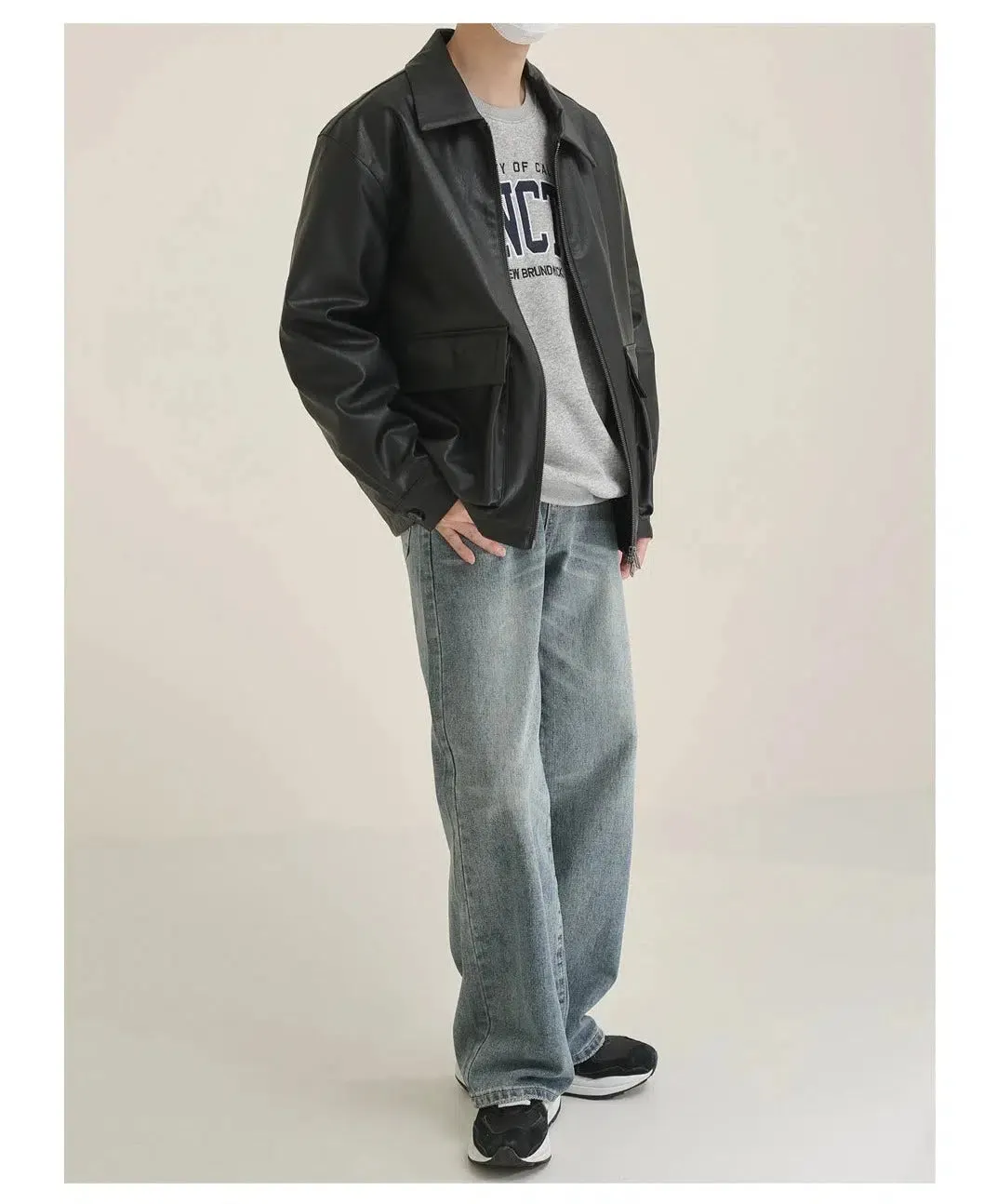Maxct Large Pocket Black Leather Jacket
