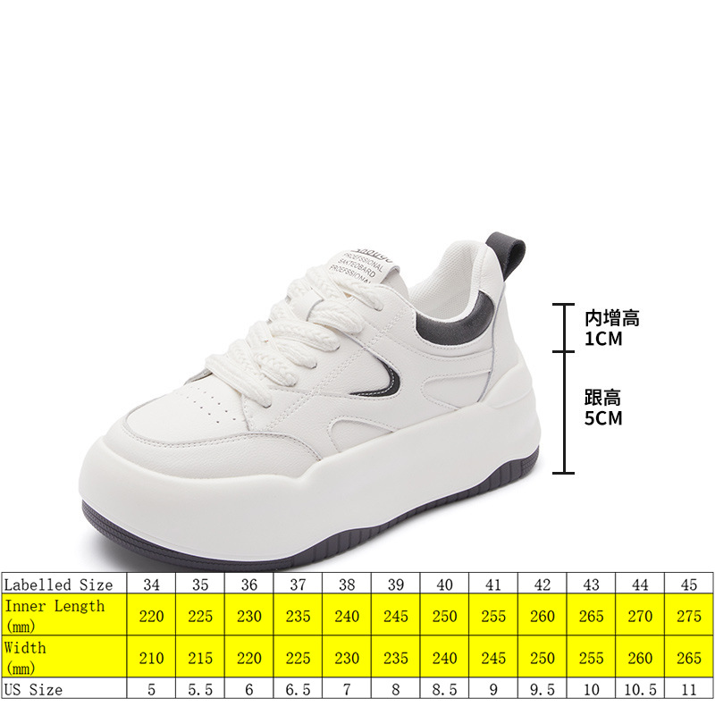 6cm Chunky Women's Sneakers in New Genuine Leather - true deals club