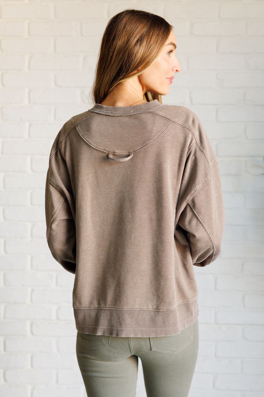 Maxct &Quick Fix Mineral Wash Crew Neck Pullover in Mocha