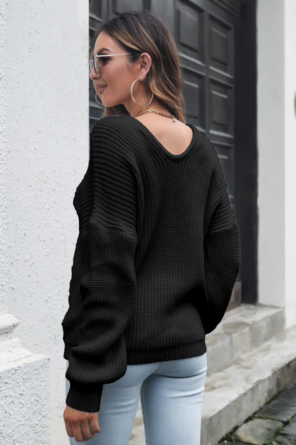 Maxct &V-Neck Drop Shoulder Sweater