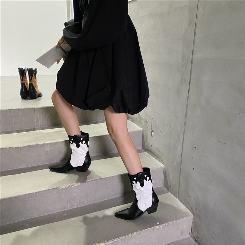 Totem Cowboy Boots Pointed Toe Motorcycle Boots Maxct