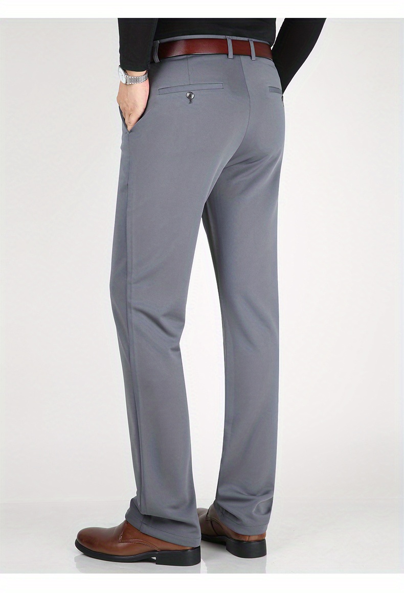 Warm Fleece Dress Pants, Men's Formal Stretch Dress Pants For Fall Winter Business