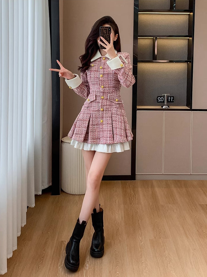 Flirty Plaid Tweed Mini Dress Maxct