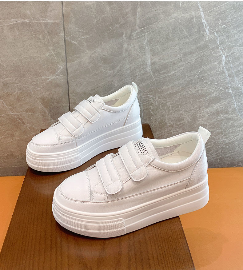 Women's 5cm Leather Wedge Sneakers - true deals club