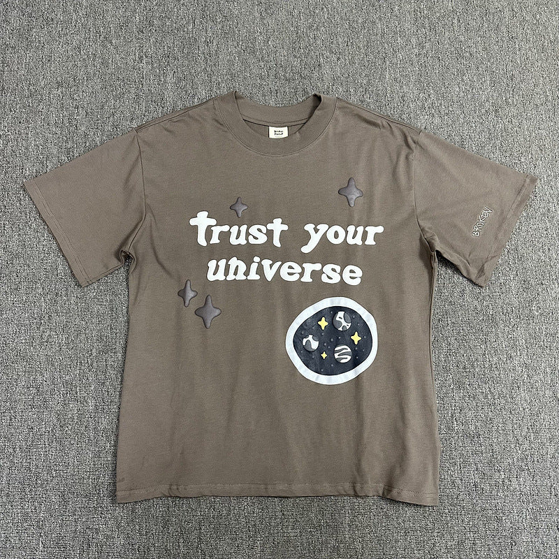 Maxct 90S Streetwear Bp High Street Foam Letter Print Loose Round Neck Short Sleeve Men'S And Women'S Casual T-Shirt Couple Half Sleeve Fashion