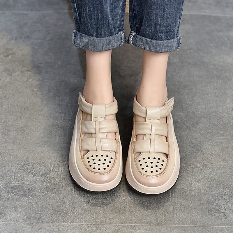 Touch-strap Perforated Platform Sneakers Maxct