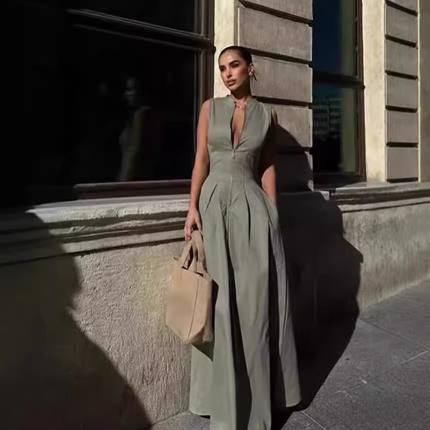 Maxct dress to impress outfits New Women's Fashionable round Neck Sleeveless Waist Dress