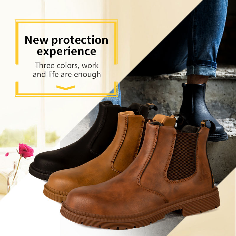 Steel Toe Leather Boots for Men Waterproof Safety Work Shoes