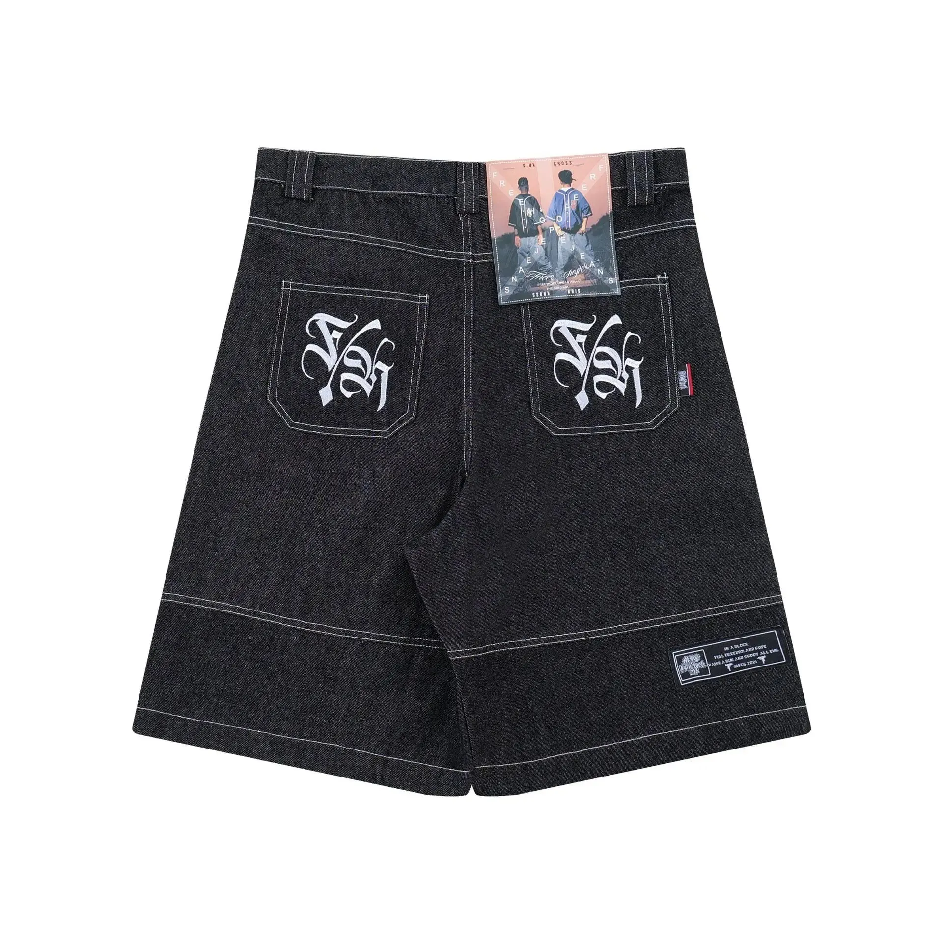 Maxct Oversized Jorts Summer Jeans Shorts Men's Wide Leg Baggy Y2K Denim Shorts