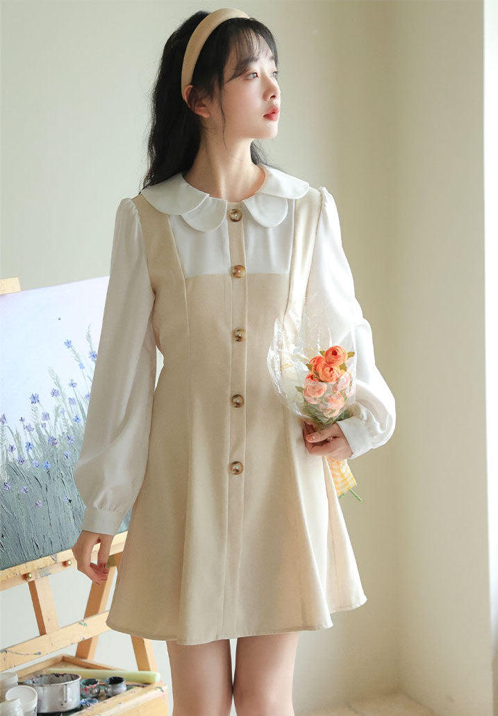Scallop Collar Twofer Mini Dress Maxct