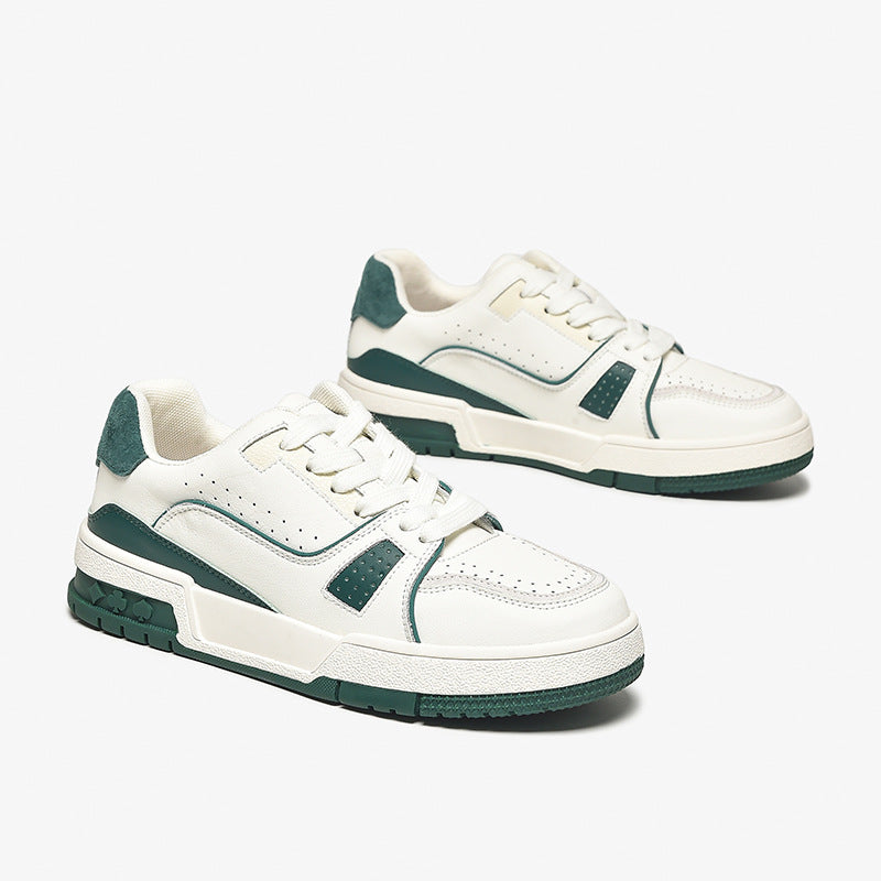 Women's Causal Genuine Sneakers - White Color Block With Green/Grey Maxct