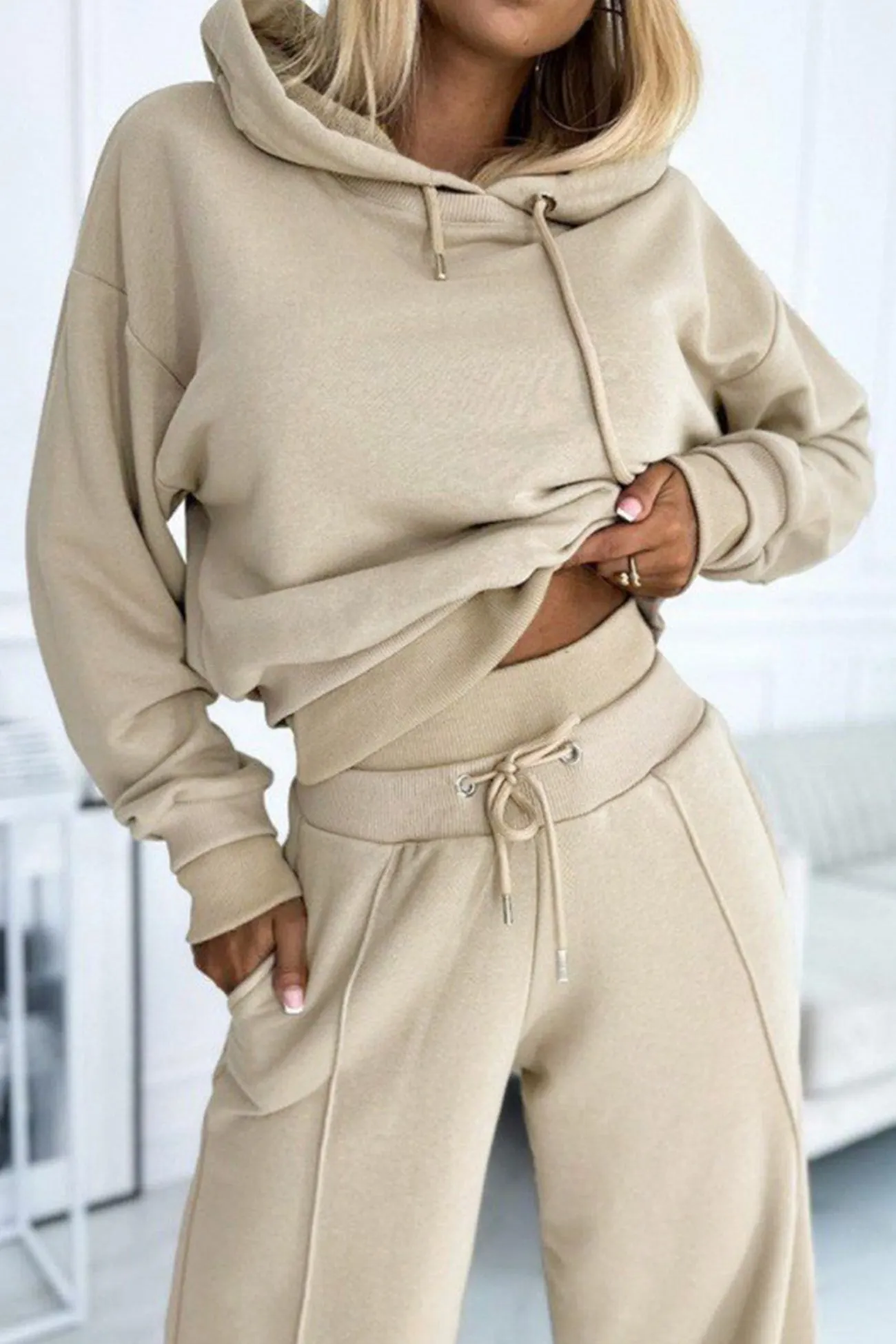 Maxct Color Splicing Hoodie Long Pants Set
