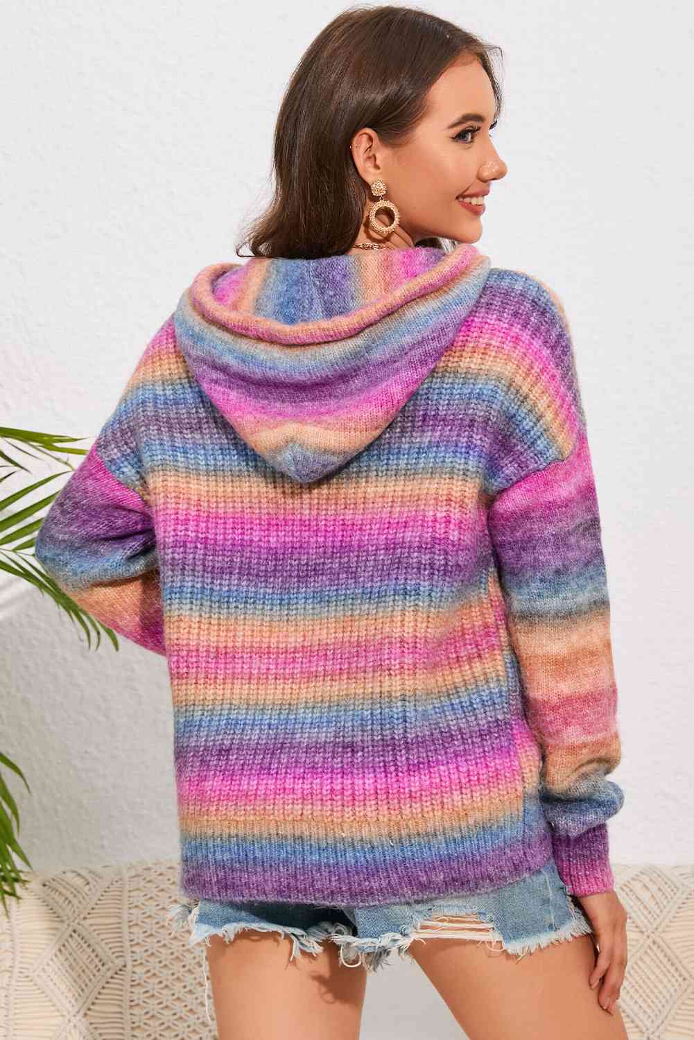 Maxct &Multicolor Dropped Shoulder Hooded Sweater