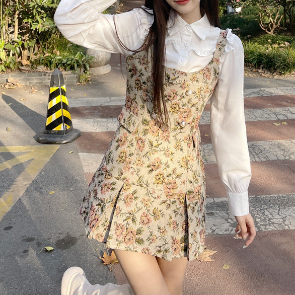 Rustic Floral Twofer Dress Maxct